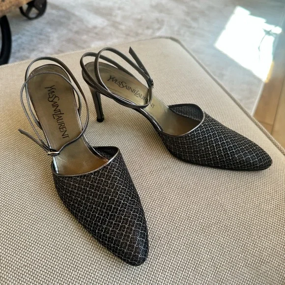 Vintage YSL metallic mesh heels - Picture 1 of 14